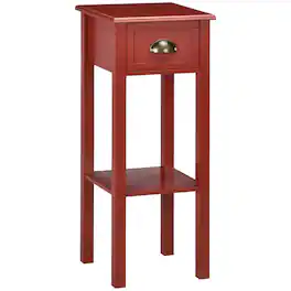 PULUZ - 2-Tier Side Table with Drawer and Shelf, End Table for Living Room and Hallway - Red
