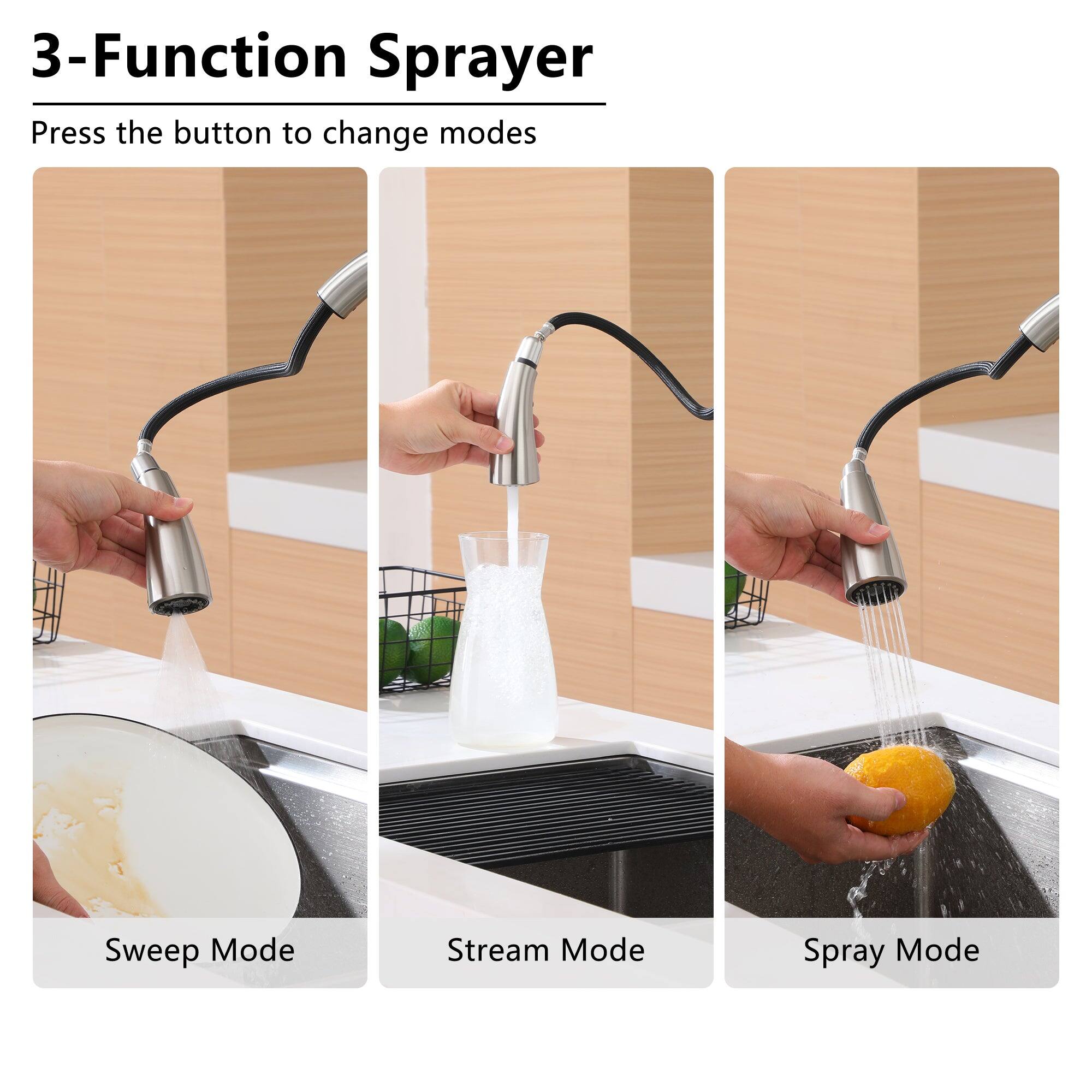 3-Function Sprayer
Press the button to change modes
Sweep Mode
Stream Mode
Spray Mode