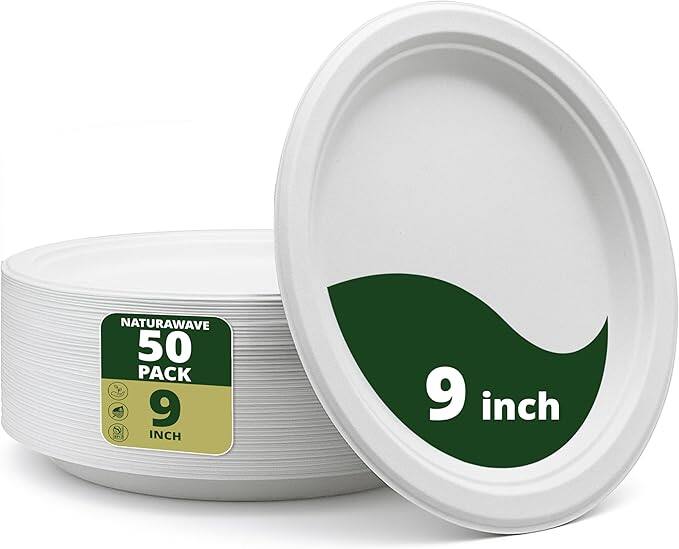 NATURAWARE ESSENTIALS - 9" Round Biodegradable Plate - Natural White