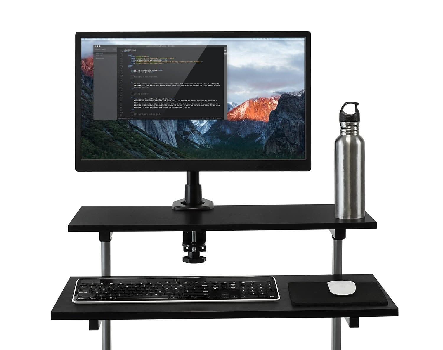 Alt View 1. Mount-It! - Rolling Computer Workstation with Height Adjustment, Mobile Stand and Locking Casters for Office or Home, Silver - Silver.