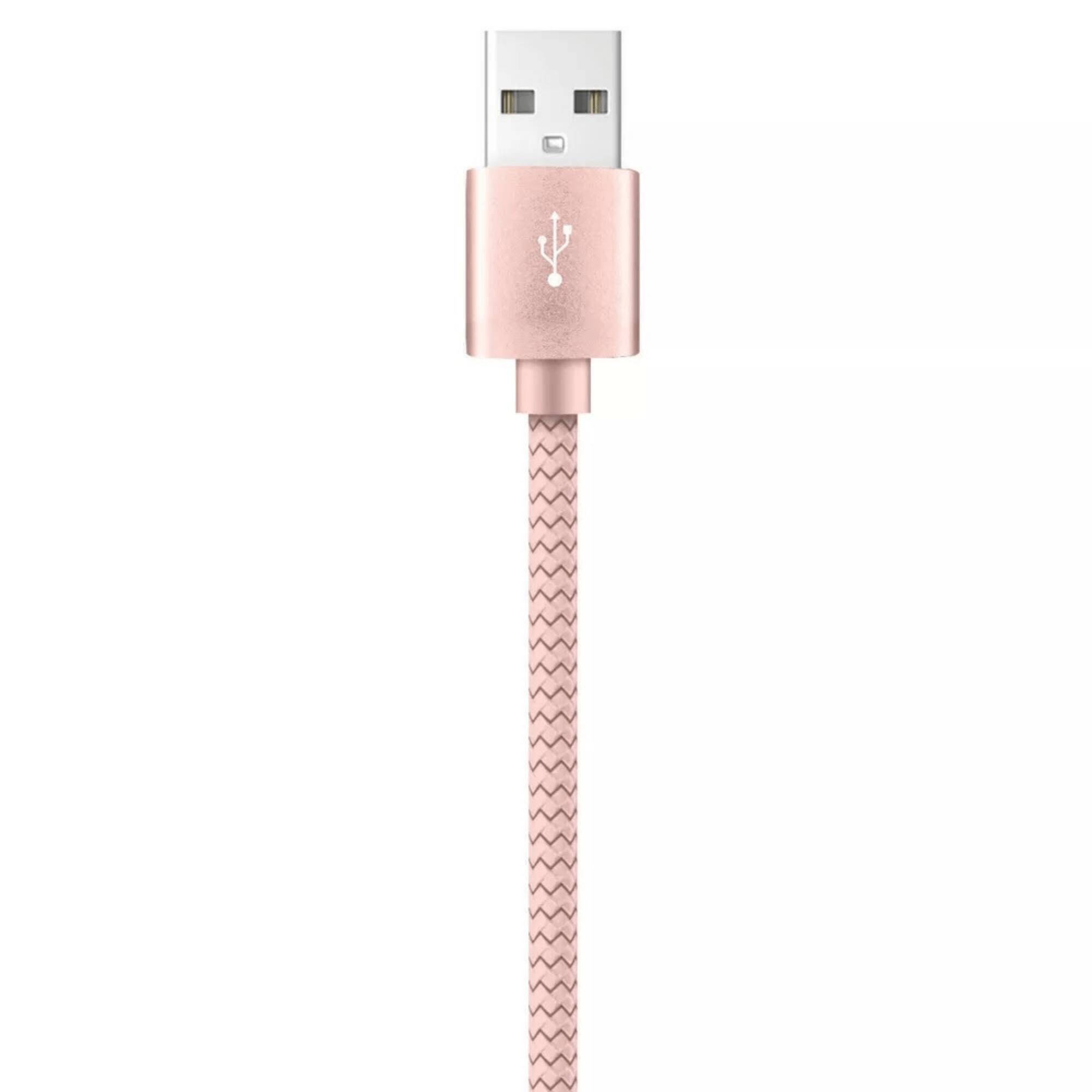Alt View 1. Xyst - Charge and Sync USB to Lightning Braided Cable 10Ft - Rose Gold.