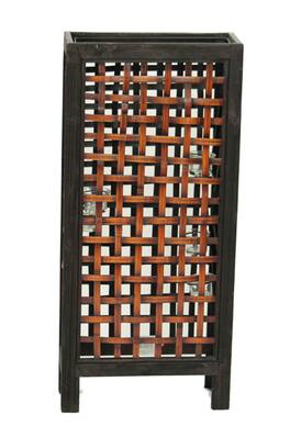Zeckos - Woven Bamboo Distressed Finish 6 Tealight Candle Lantern - Black
