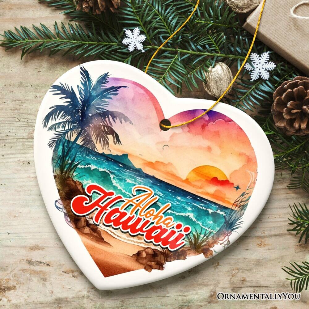 Back. OrnamentallyYou - Aloha Hawaii Tropical Watercolor Beach Ornament Nature Paradise - Multi-colored.