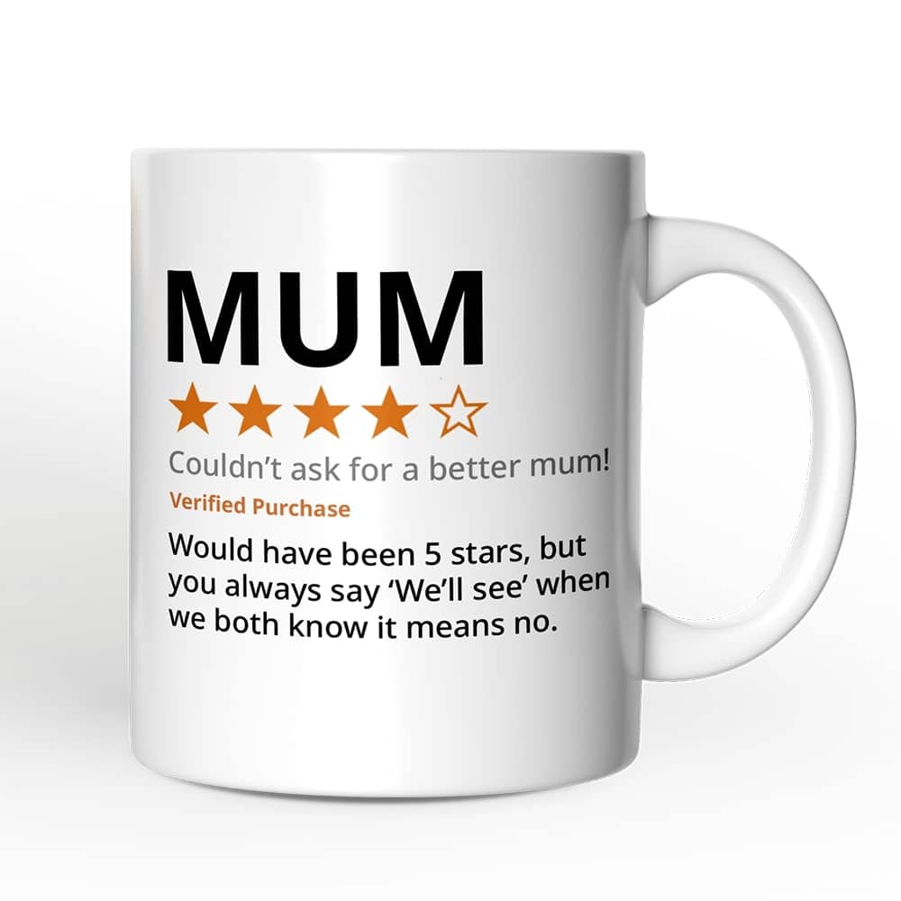 OrnamentallyYou - Mum Star Reviewed Mug, Playful Mother Gift - White