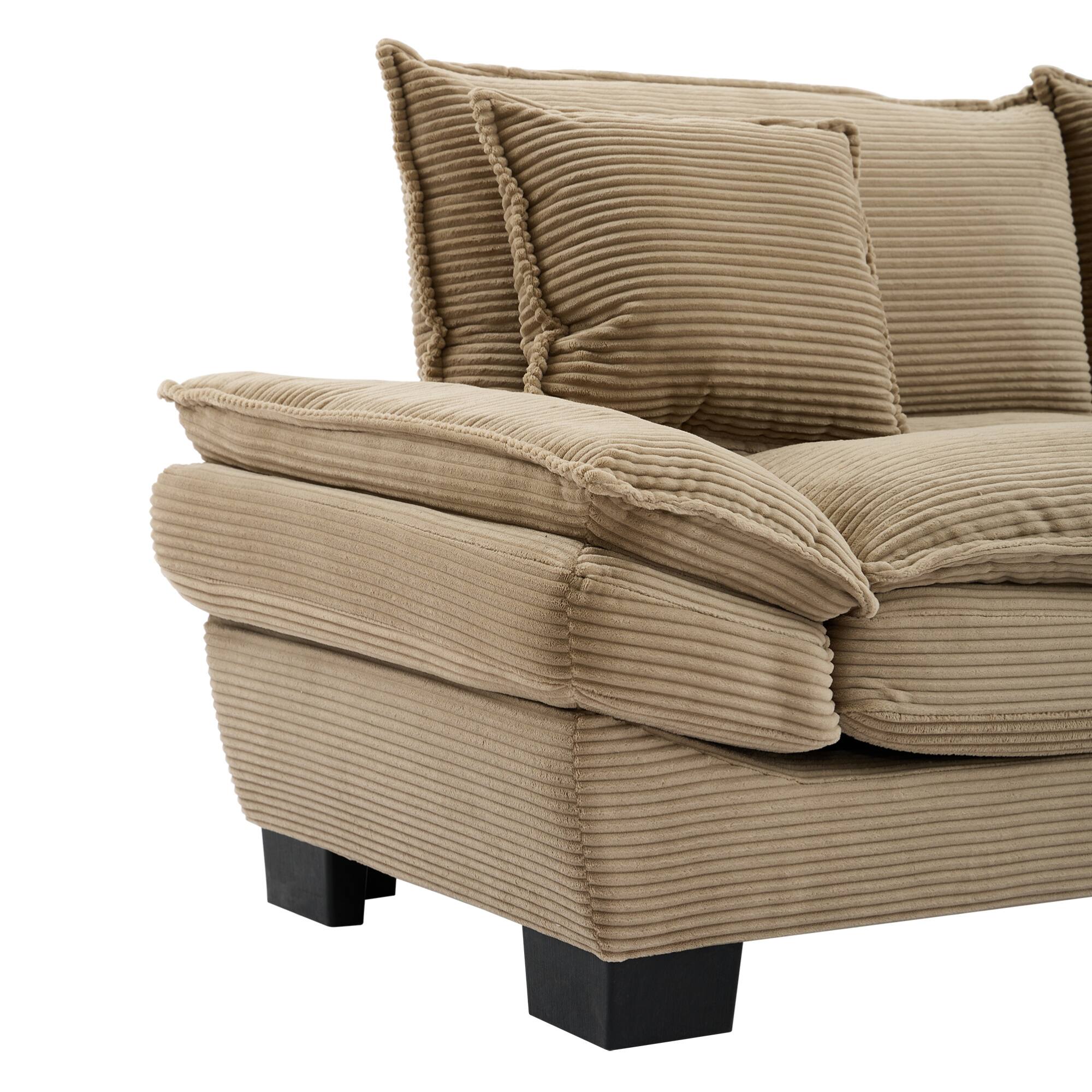 Alt View 5. GOODSILO - Plush Corduroy Convertible Sofa Bed | Deep-Seating Sleeper with Accent Pillows for Home & Office - Khaki.