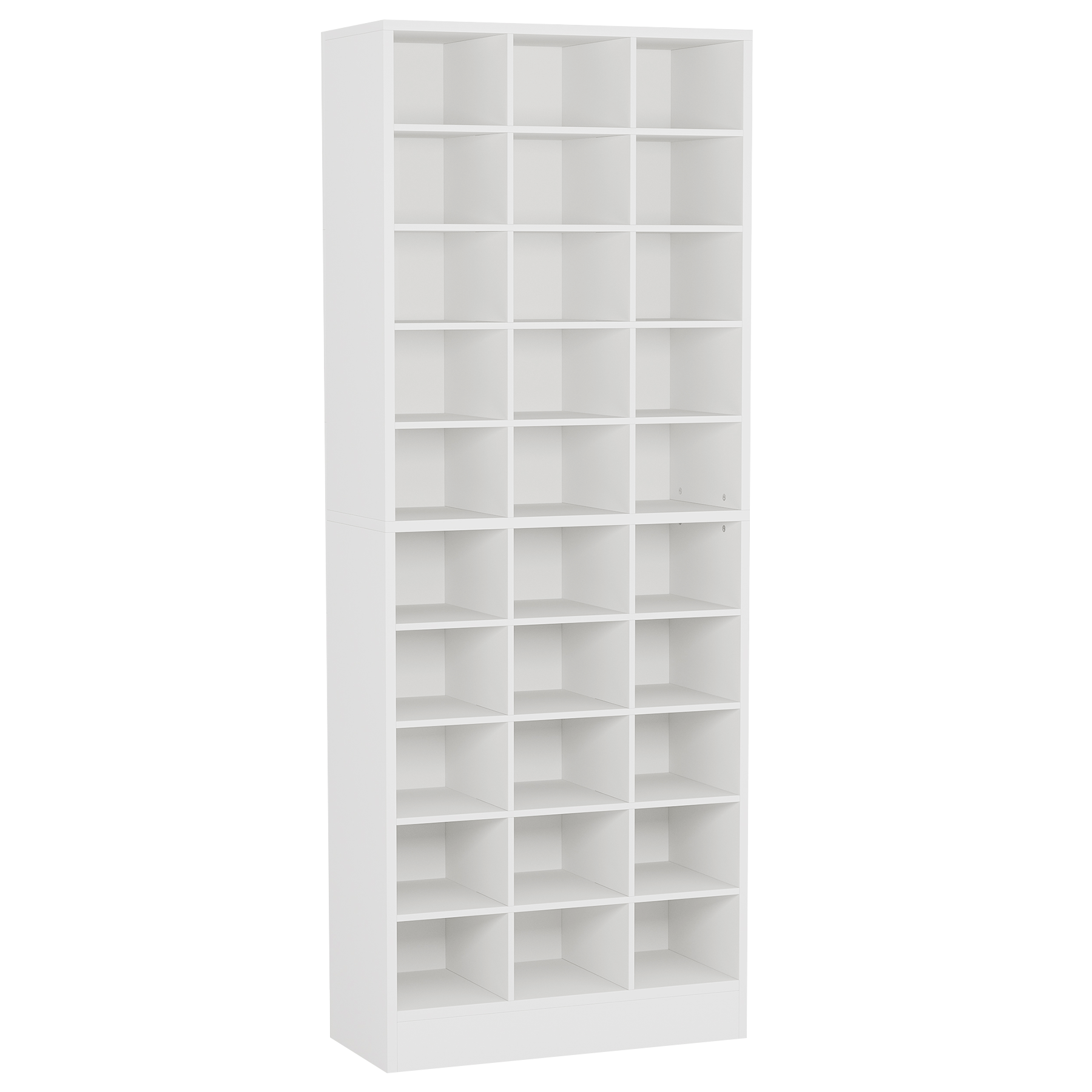 Left. TinyHomie - 25.6 Inches 10-Tier White Wooden Shoe Storage Cabinet Modern 30-Cubby Wooden Shoe Rack Organizer - White.