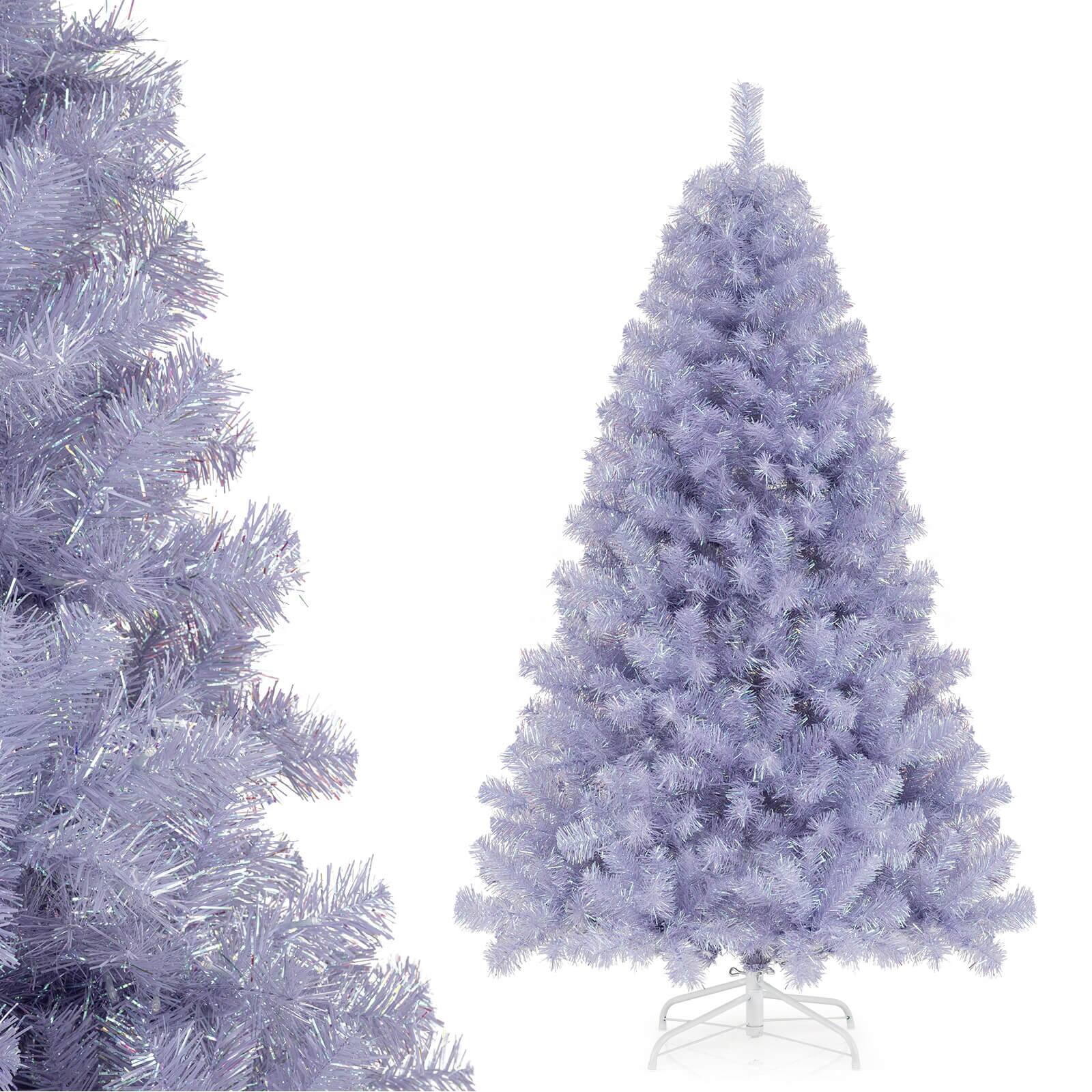 Alt View 9. Costway - Costway 6 FT Artificial Tinsel Christmas Tree with 250 Lights, 8 Modes, 688 Branch Tips - Lavender Purple.