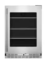KitchenAid - 5.2 Cu. Ft. Undercounter Refrigerator with Glass Door and Shelves with Metallic Accents - PrintShield Stainless Finish - Front_Zoom