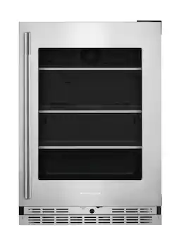 KitchenAid - 5.2 Cu. Ft. Undercounter Refrigerator with Glass Door and Shelves with Metallic Accents - PrintShield Stainless Finish