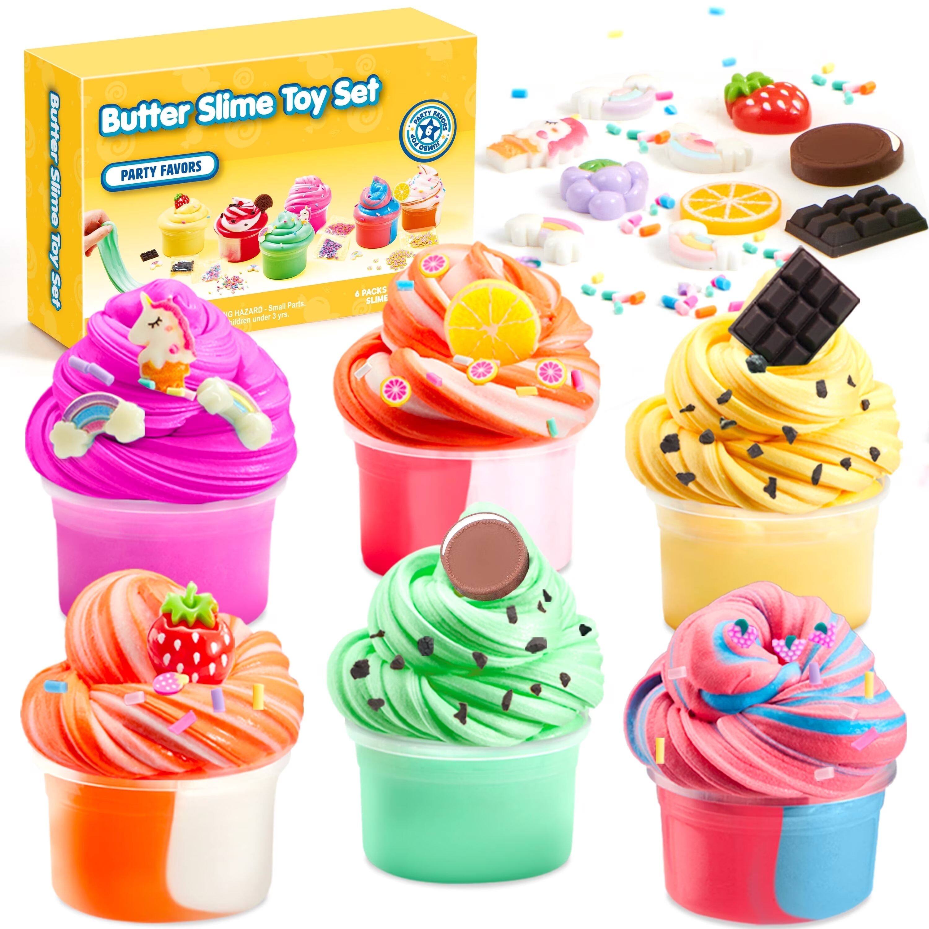 Butter Slime Toy Set  
Slime Toy Set Butter PARTY FAVORS 6 PACKS Parts.  
SLIME HAZARD Small G under 3 yrs. Children  
PARTY FAVORS 100%