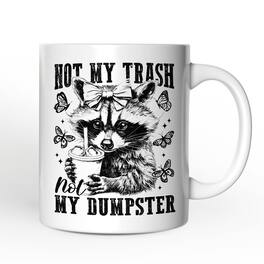 OrnamentallyYou - Not My Trash Not My Dumpster Mug, Funny Coquette Raccoon Gift - White