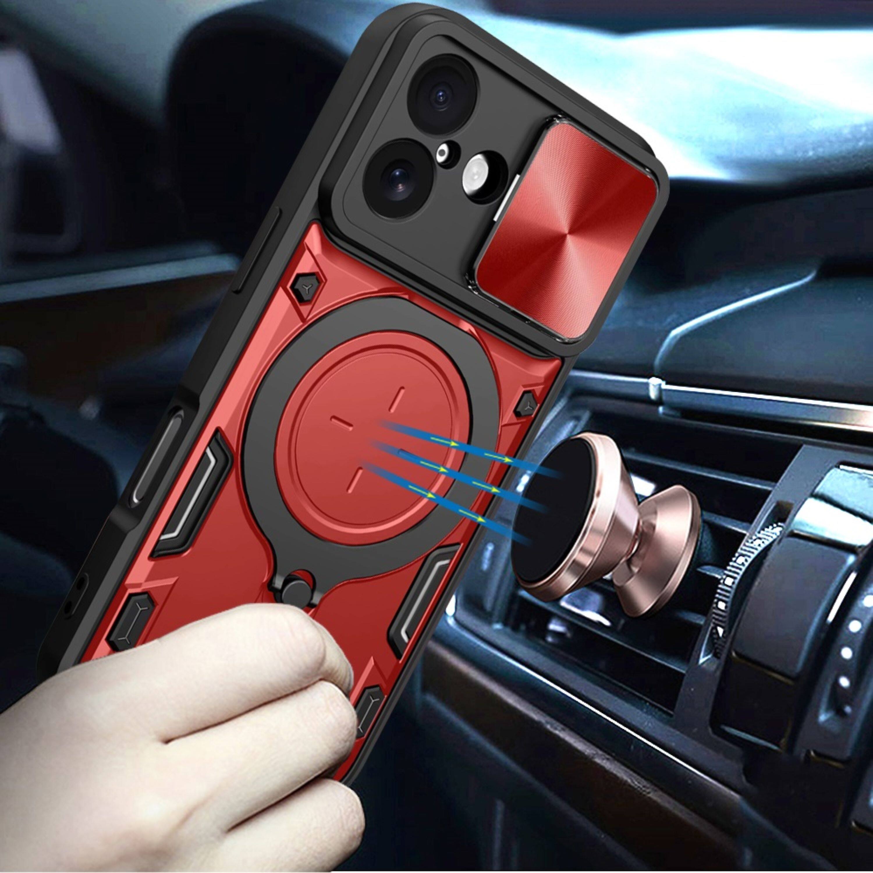 Left. Kitcheniva - Magnetic Circle Stand Sliding Lens Cover Phone Case With Tempered Glass For iPhone 17 - A3007.