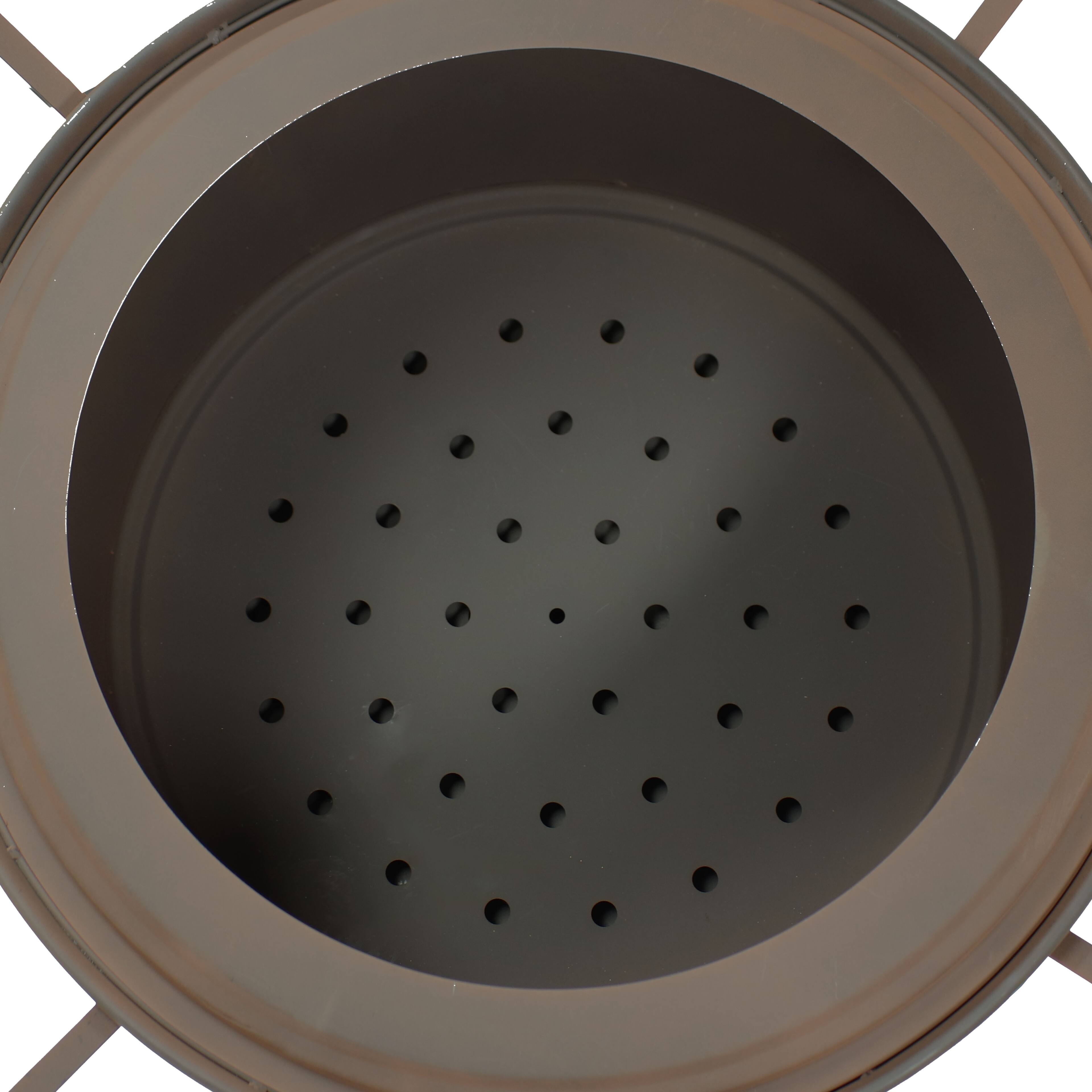 Alt View 8. Sunnydaze - 30 in Cosmic Steel Smokeless Fire Pit with Log Poker and Cover - Bronze.