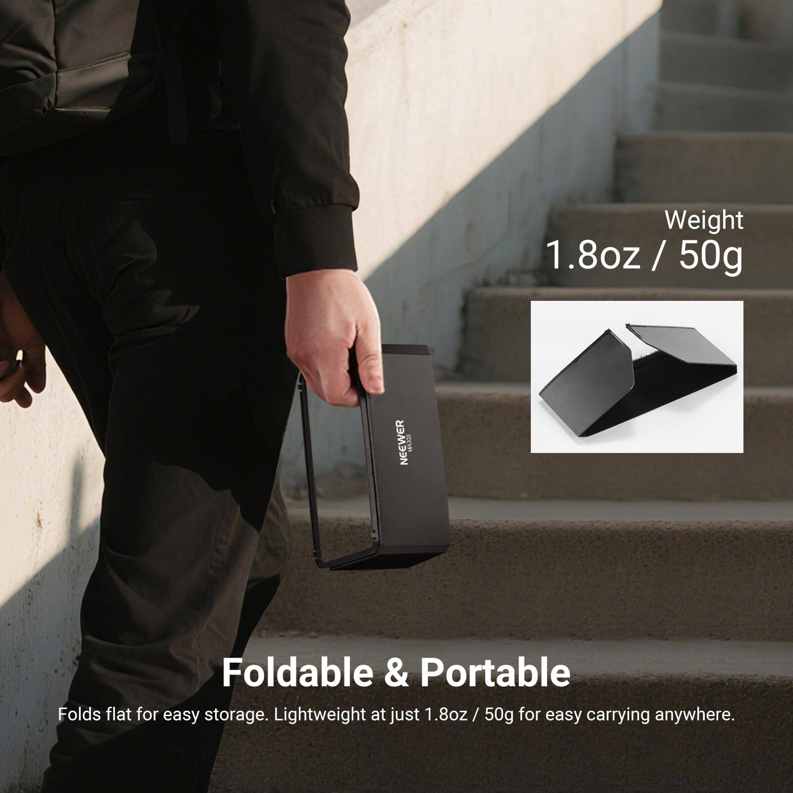 Weight 1.8oz / 50g

NEEWER M3 Foldable & Portable

Folds flat for easy storage. Lightweight at just 1.8oz / 50g for easy carrying anywhere.
