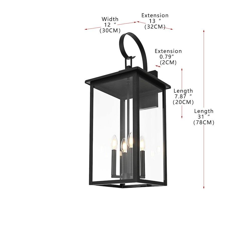 Elegant Lighting - Carisle 12 Inch Outdoor Wall Sconce In - Black