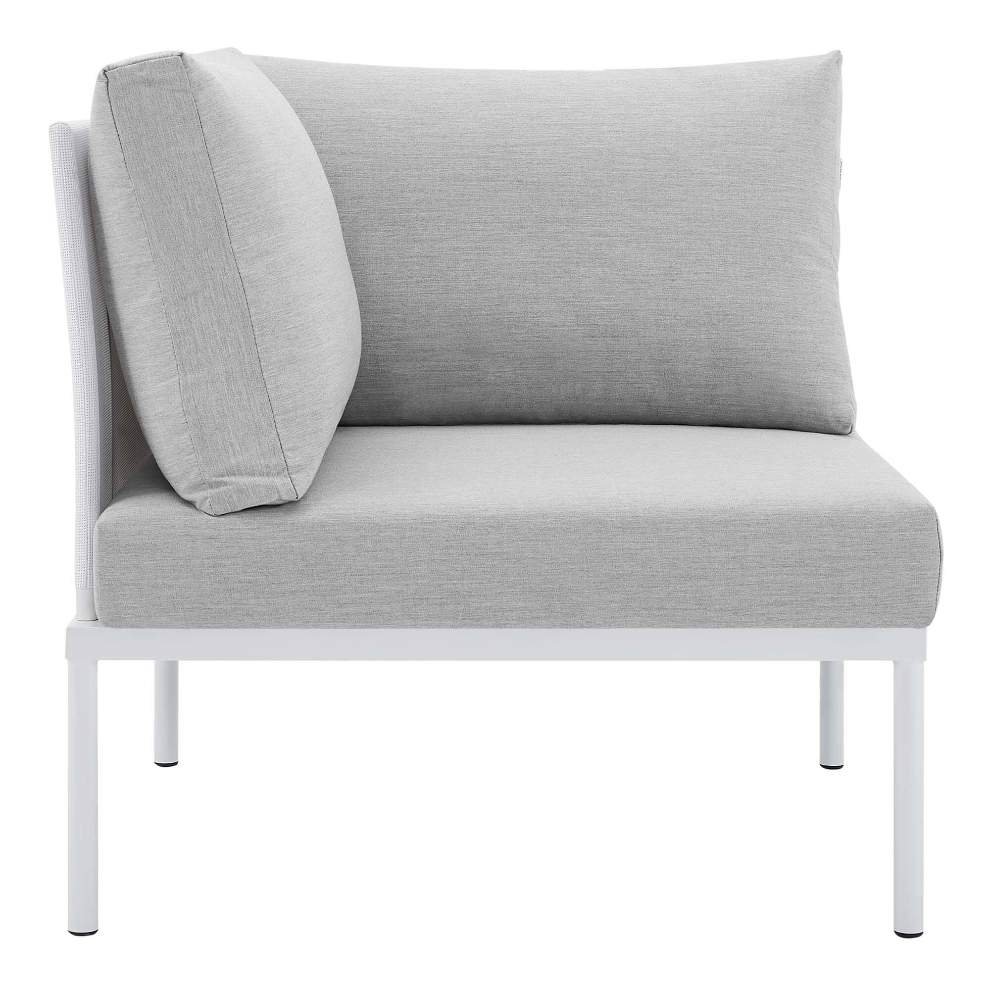 Alt View 1. Modway - Harmony Sunbrella® Outdoor All Mesh Corner Chair by Modway - White Gray.