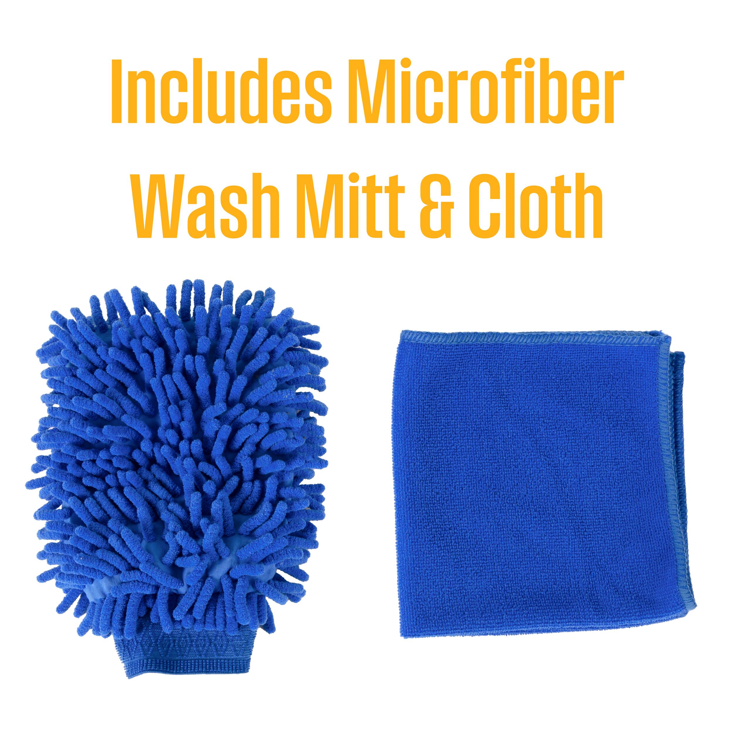 Includes Microfiber Wash Mitt & Cloth