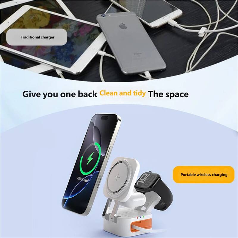 Traditional charger

Give you one back Clean and tidy The space

75% charged

Portable wireless charging