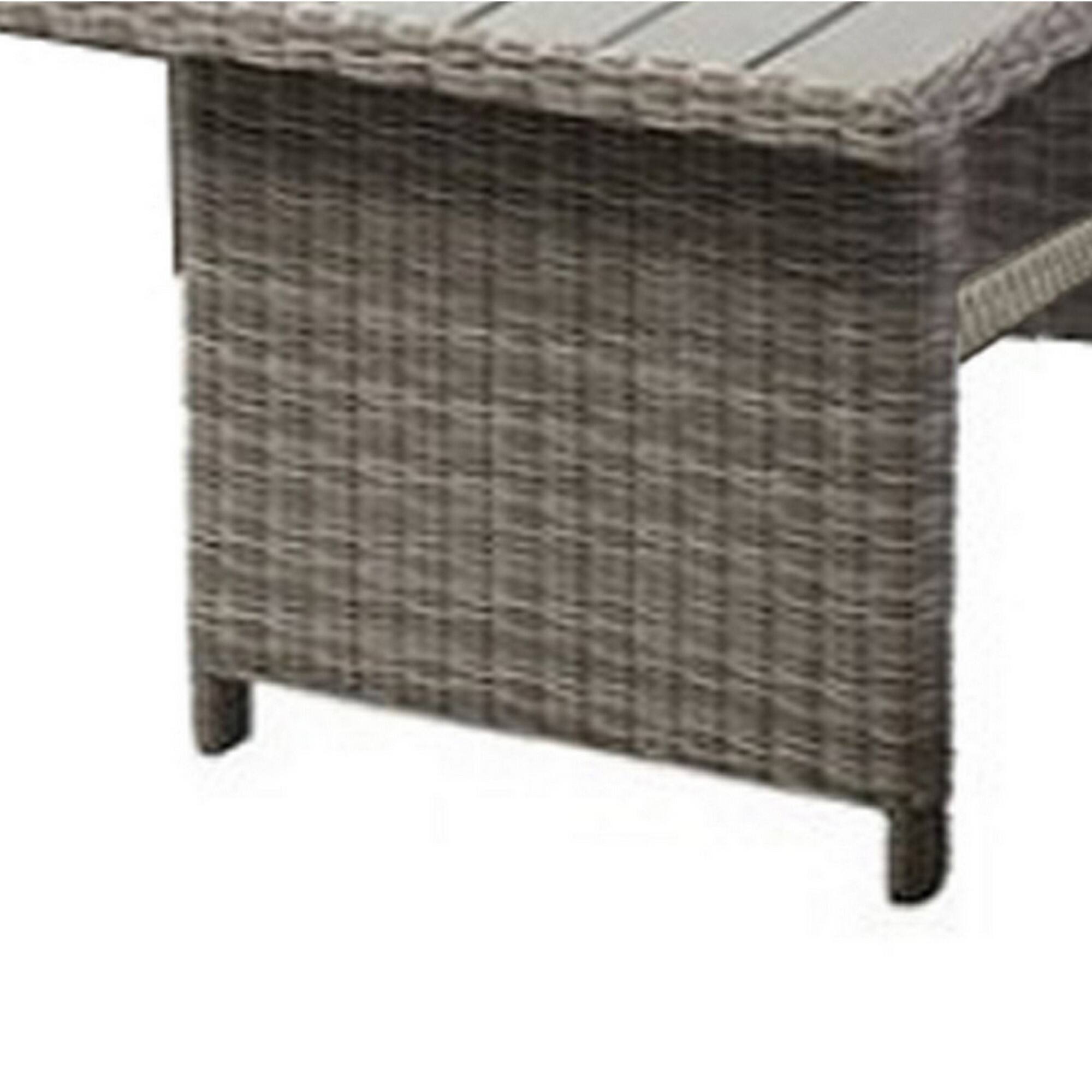Alt View 3. Manhattan Lane - 59 Inch Outdoor Aluminum Dining Table, Gray Faux Wicker, Slatted Surface - Gray.