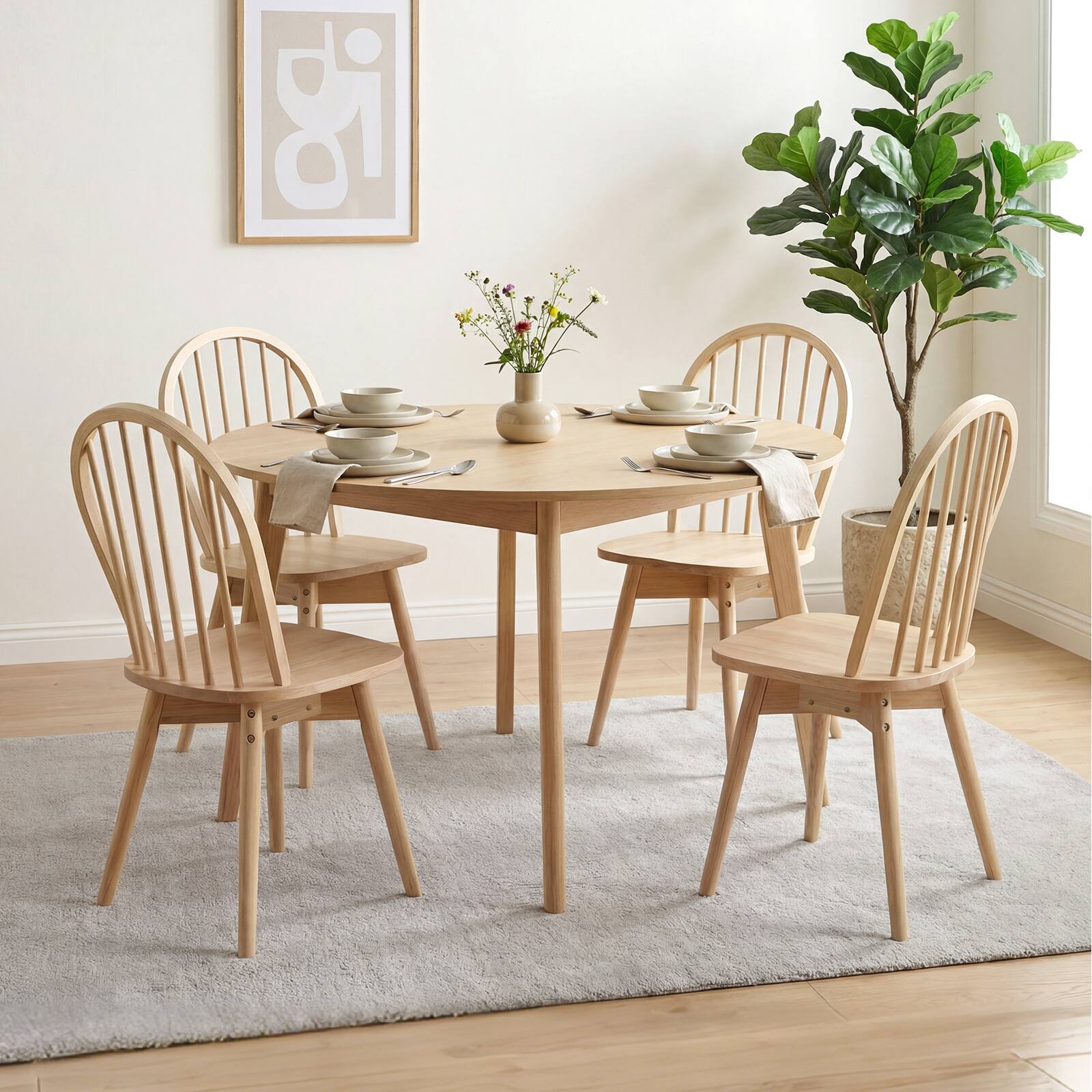Alt View 3. Costway - Costway Swivel Dining Chairs Set of 2, Farmhouse Spindle Kitchen Chairs with Solid Rubber - Natural.