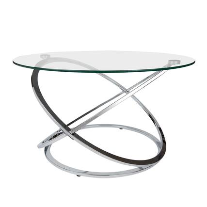 Front. Danya B - Galaxy Chrome and Tempered Glass Round Coffee Table - Chrome.