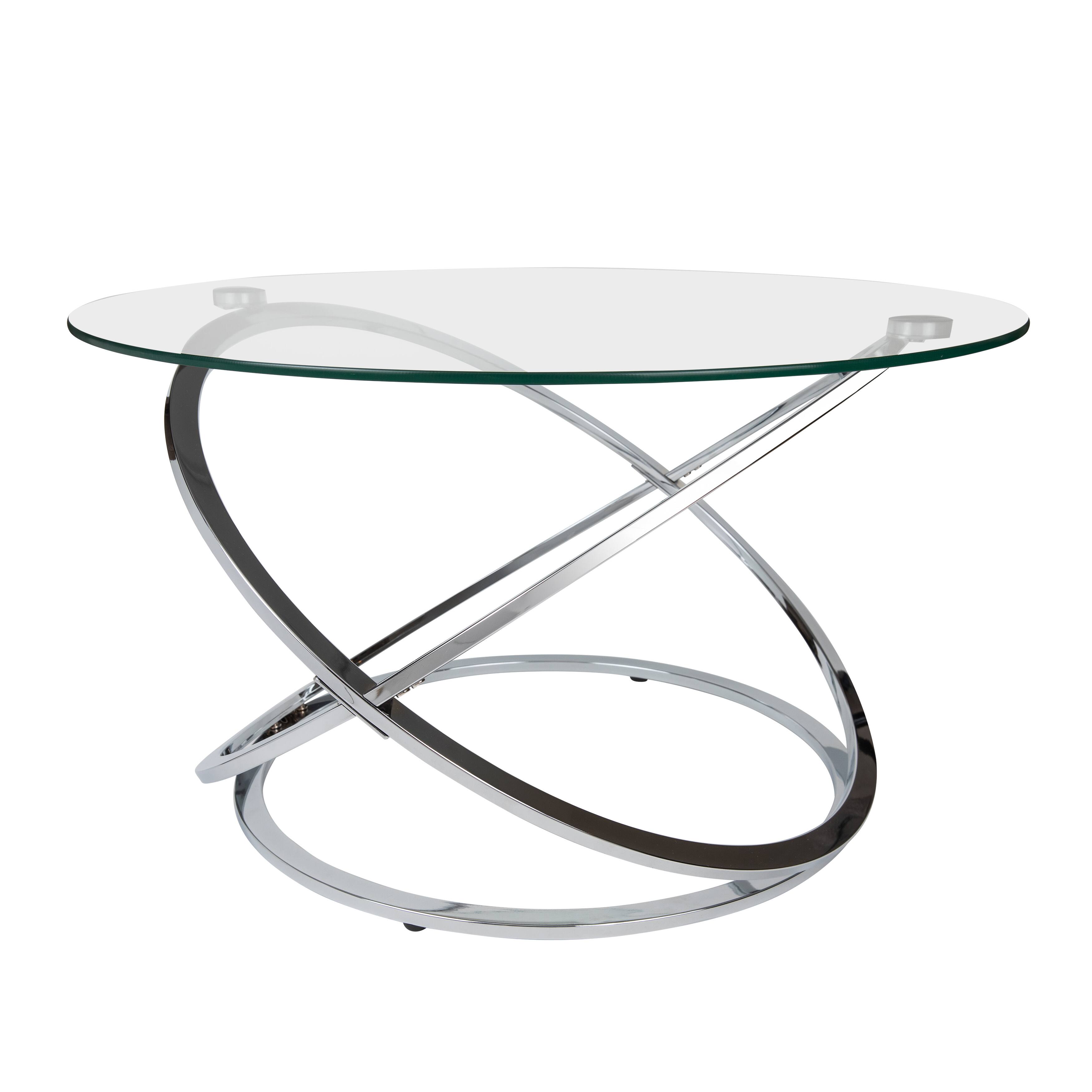 Front. Danya B - Galaxy Chrome and Tempered Glass Round Coffee Table - Chrome.
