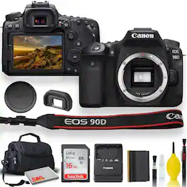 Canon - EOS 90D DSLR Camera With Padded Case, Memory Card, and More - Starter Bundle Set