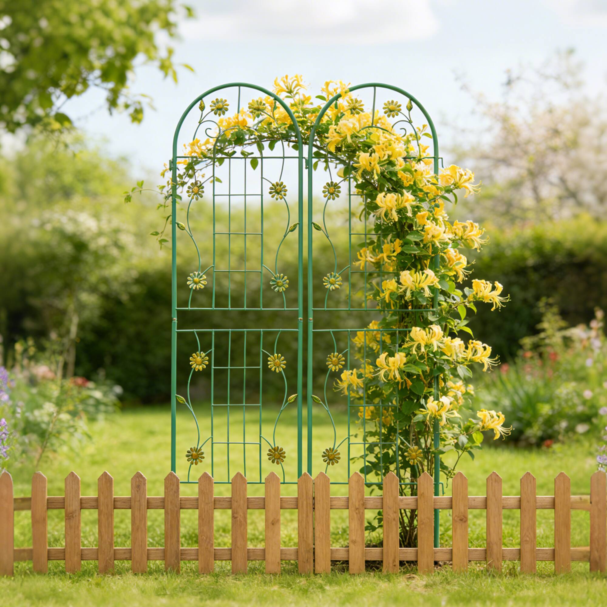 Alt View 1. Loheer - Rustproof Metal Garden Trellis 2 Pack 5.9 ft x 1.6 ft Climbing Plant Support - Green.