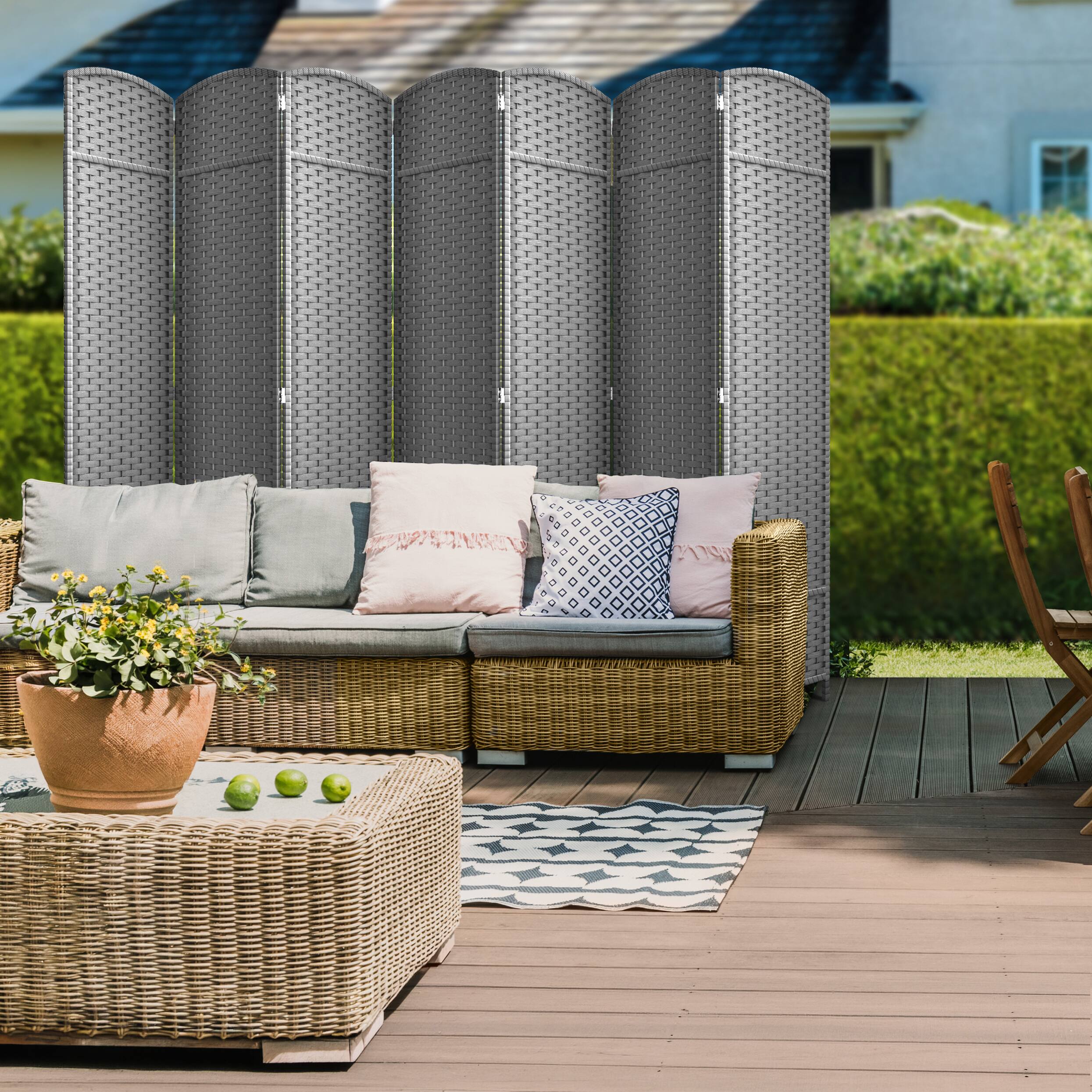 Alt View 4. Sorbus - Sorbus Extra Wide Double Hinged 7-Panels Partition Room Dividers, Light Gray - Light Gray.