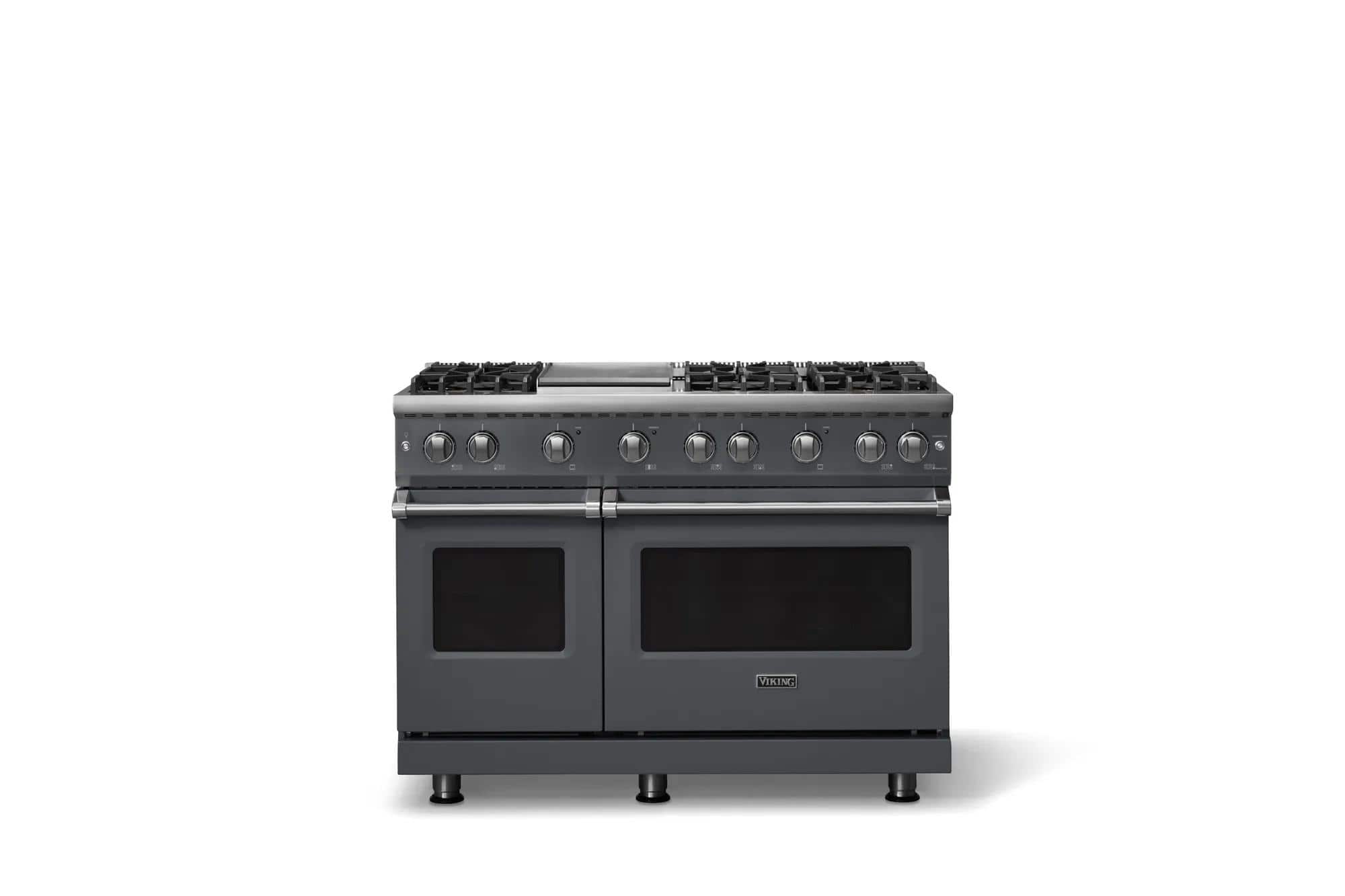 Viking - 48 in. Wide 6 Burner Pro 5 Series 6.1 Cu. Ft. Freestanding Sealed Burner LP Gas Convection Range w. Griddle - Cast Black - Cast Black