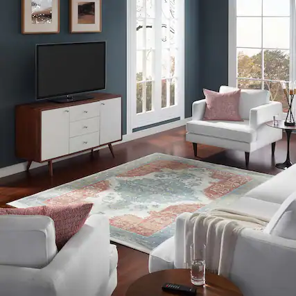 Front. Modway - Citlali Distressed Southwestern Aztec Area Rug - Multicolored.