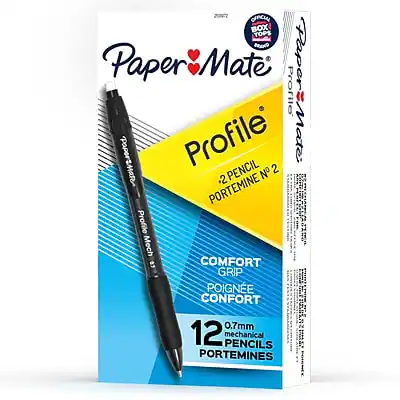 Paper Mate Profile
2 PENCILS PORTEMINES N°2
COMFORT GRIP POIGNÉE CONFORT
0.7mm
12 mechanical PENCILS PORTEMINES