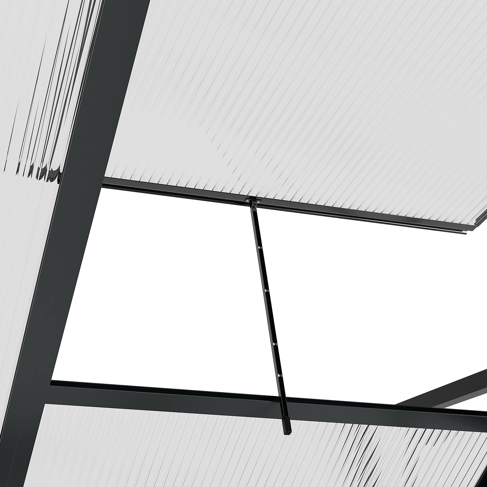 Alt View 8. Outsunny - 6' x 4' Greenhouse for Outdoors, Polycarbonate Greenhouse with Rain Gutter and Roof Vent, Aluminum Walk-in Green House.