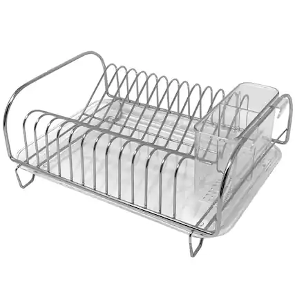 Front. Better Houseware - 3-Piece Compact Dish Drainer Set - Stainless Steel.