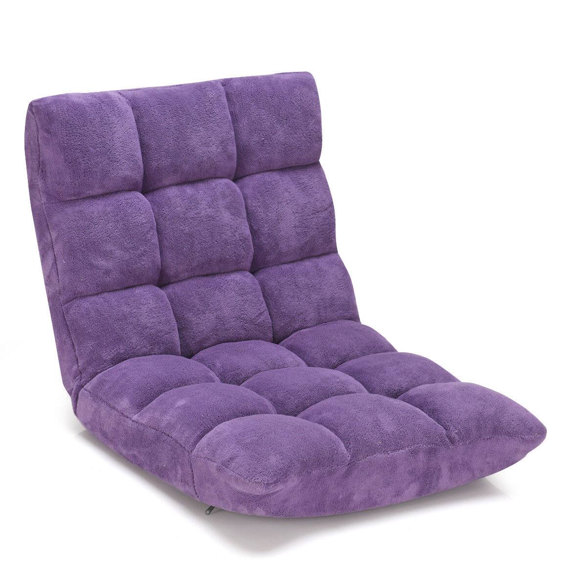 Alt View 9. Costway - Costway Adjustable 14-Position Floor Chair Folding Gaming Sofa Chair Cushioned Purple - Purple.