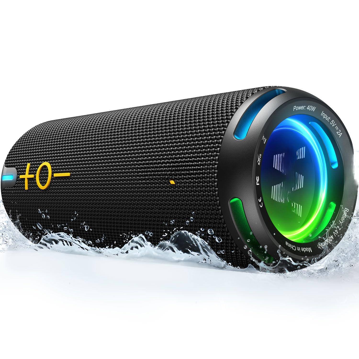 Cedar Assembly - Portable Speakers Loud Ipx7 Waterproof Outdoor Wireless App Customized Eq Dual Voice Coil deep Bass 360 S - Black