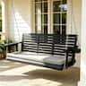Fortune Candy - Outdoor Wooden Porch Swing, 5 FT Patio Hanging Bench with Cushion, Heavy Duty 880 LBS, Weather-Resistant for Backyard - Black