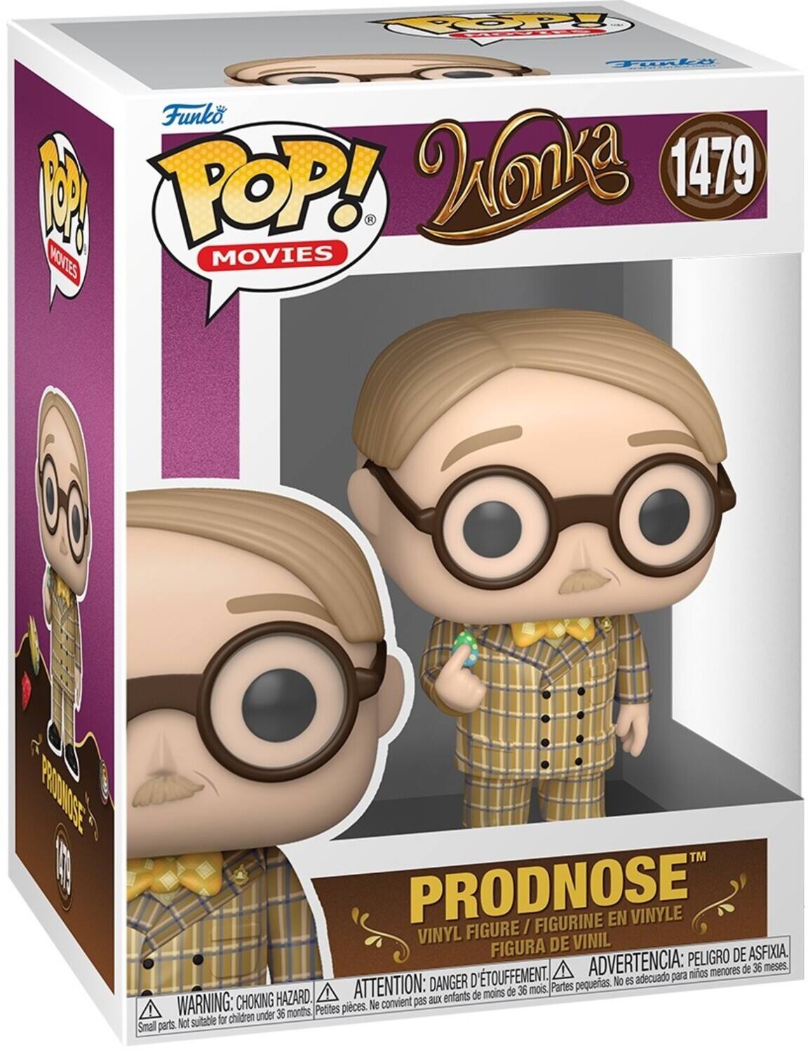 POP! Funko 1 POP! Wonka 1479 H MOVIES MOVIES PRODNOSE PRODNOSE / FIGURINE EN VINYLE VINYL FIGURE FIGURA DE VINIL PELIGRO DE ASFIXIA. TOUFFEMENT. ADVERTENCIA: para nitos menores de 36 meses. DANGER D pequeras. No es adecuado HAZARD. ATTENTION: aux enfants de moins de 36 mois. Partes WARNING: CHOKING Pettes pieces. Ne convient pas children under 36 months Not suitable for Smal parts.