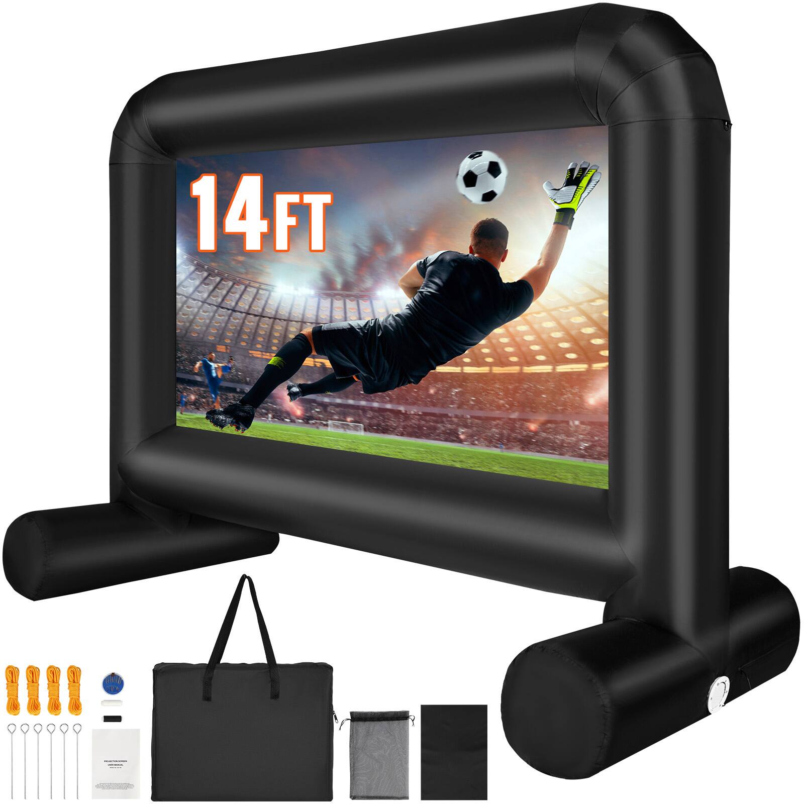 Alt View 5. VEVOR - Inflatable Movie Screen, 14 FT Inflatable Projector Screen for Outside with Blower and Carrying Bag - Black,White.