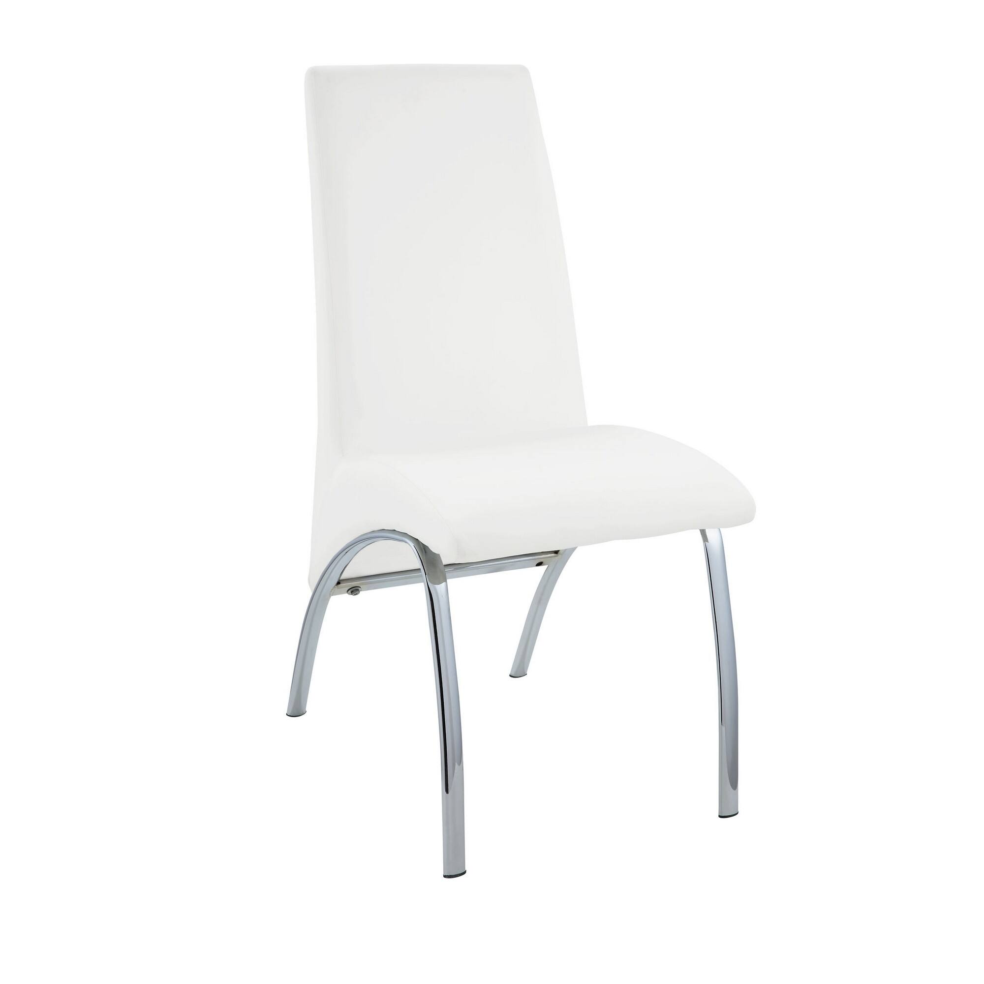 Manhattan Lane - Polyurethane Upholstered Metal Side Chair, Set of 2 - White and Silver