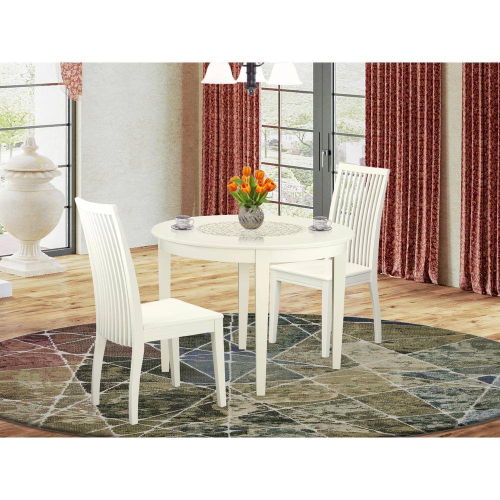 Left. East West Furniture - Dining Room Set Linen White - Brown.