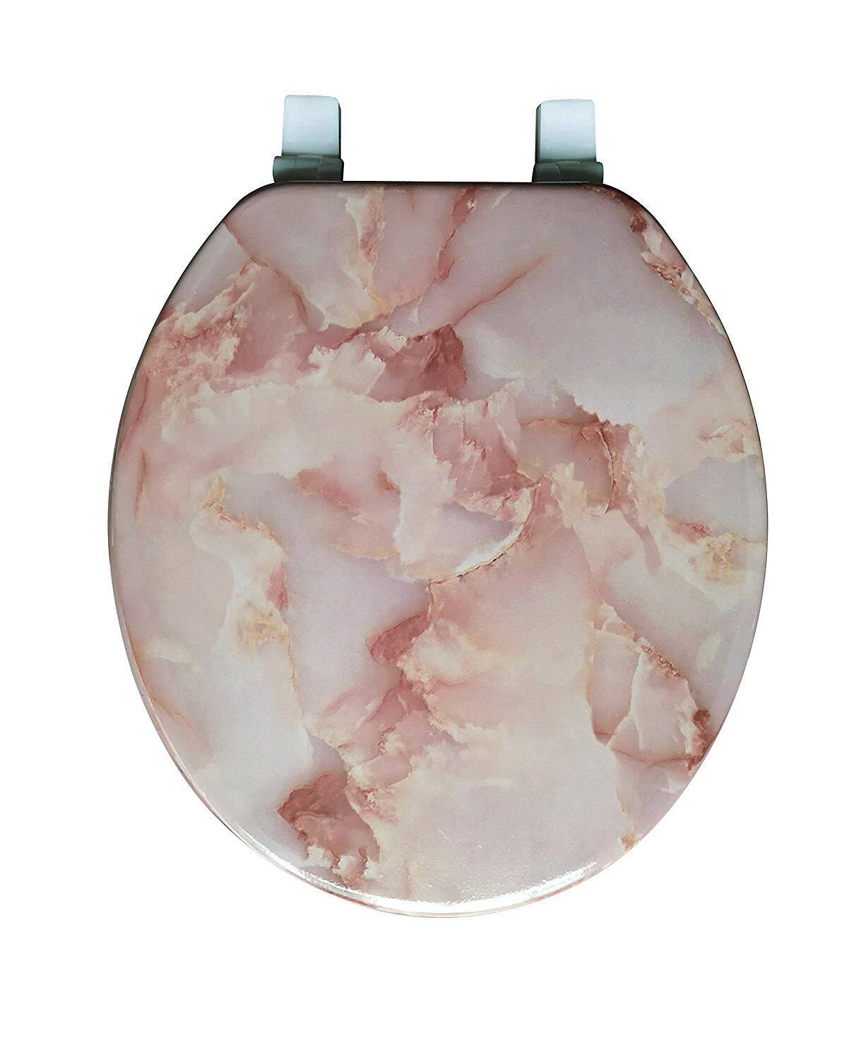 Angle. J&V TEXTILES - Marble Round Toilet Seat - Agate.