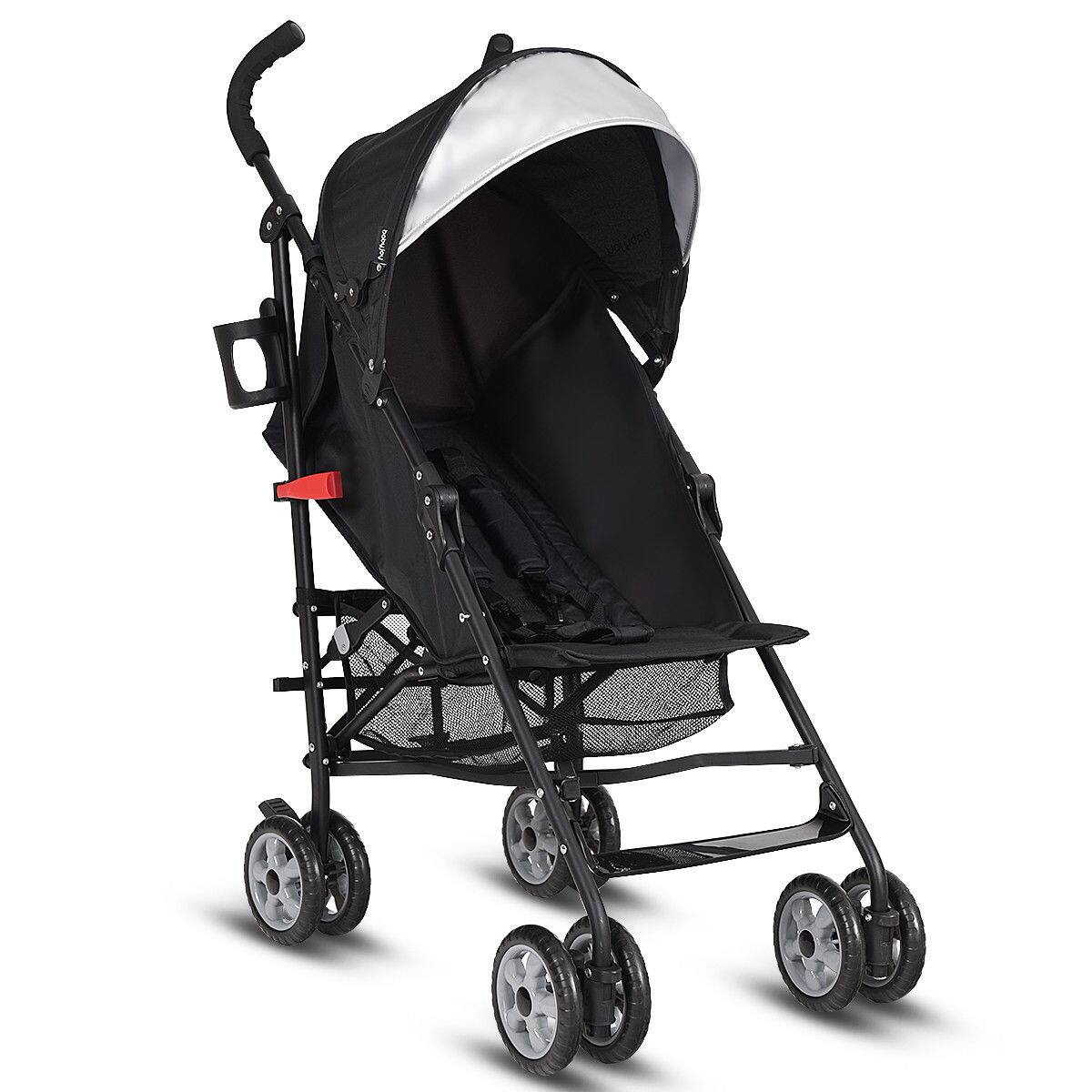 Alt View 4. Costway - Costway Folding Lightweight Baby Toddler Umbrella Travel Stroller with Storage Basket - Black.