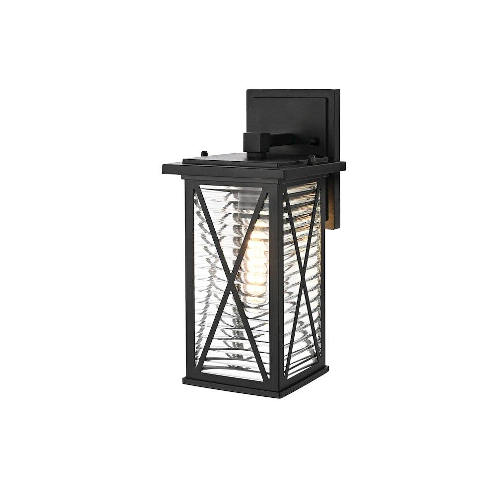 Angle. Elegant Lighting - Jada 12 inch Outdoor Wall sconce in Black - Black And Clear.