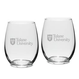 Jardine - Tulane Green Wave Team 15oz. 2-Piece Stemless Wine Glass Set - Multicolor