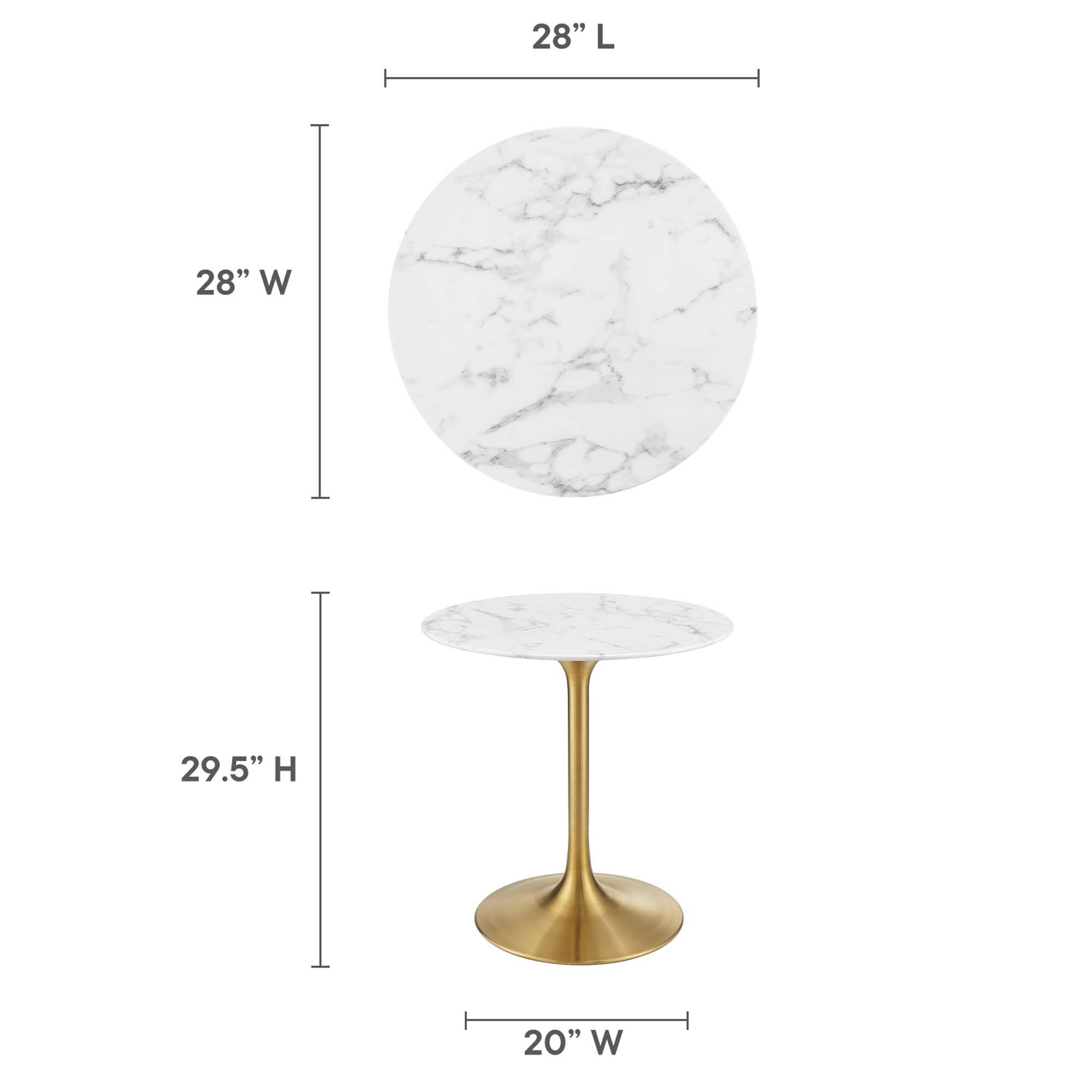 28" L  
28" W  
29.5" H  
20" W