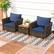 Alt View 1. Costway - Costway 3 PCS Outdoor Patio Rattan Bistro Furniture Set Wooden Table Top Cushioned Sofa - Navy.