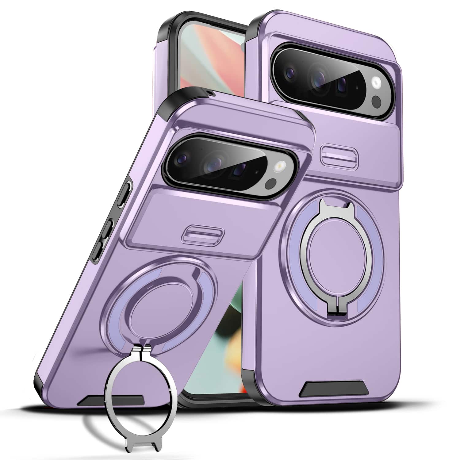 UUCOVER - Magnetic Case with Slide Camera Lens Cover & 360° Ring Stand for Google Pixel 10 Pro XL - Drop Protection Phone Cover - Purple price history on PriceWatchPro
