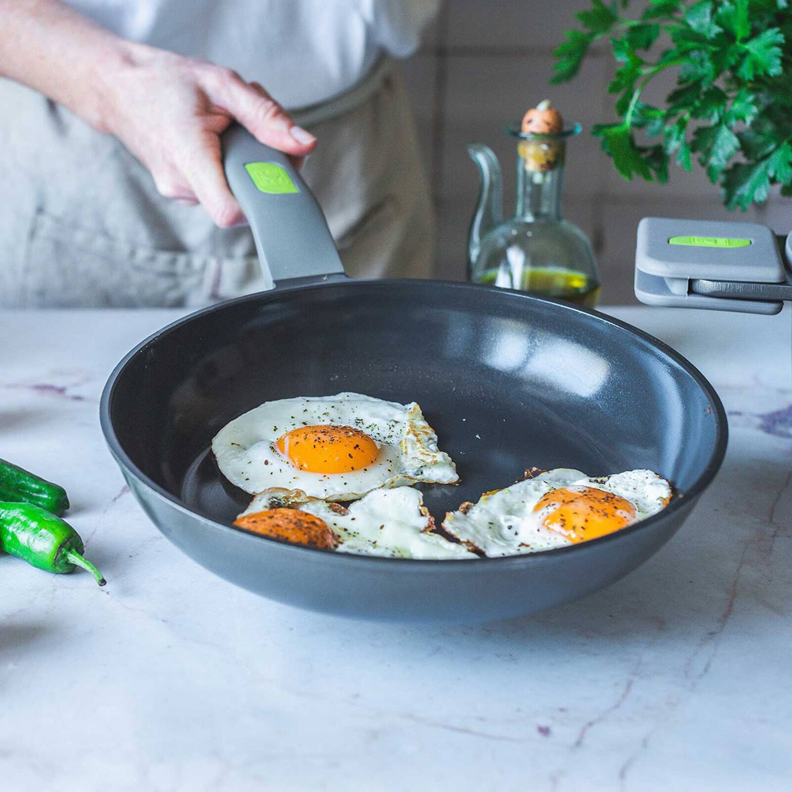 Alt View 6. BRA Cookware - Life Ceramic Nonstick Frying Pan, 8-Inch Recycled Cast Aluminum Skillet - Black.
