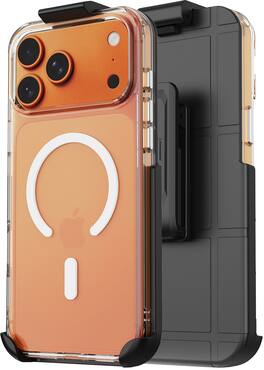 Nakedcellphone - Combo for iPhone 17 Pro Max - Case and Holster Belt Clip (Compatible with MagSafe) - Clear